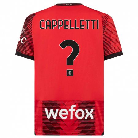 Kandiny Férfi Mattia Cappelletti #0 Piros Fekete Hazai Jersey 2023/24 Mez Póló Ing