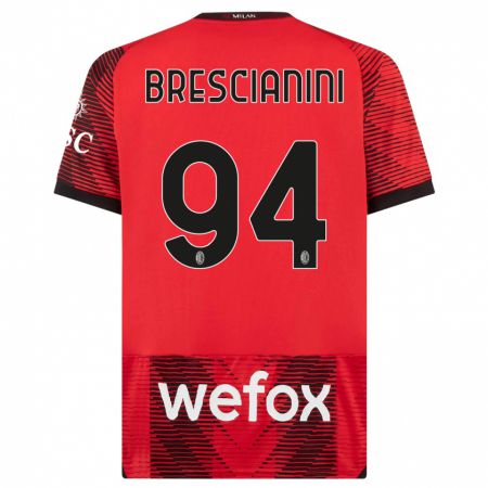 Kandiny Férfi Marco Brescianini #94 Piros Fekete Hazai Jersey 2023/24 Mez Póló Ing
