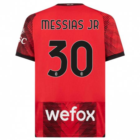 Kandiny Férfi Junior Messias #30 Piros Fekete Hazai Jersey 2023/24 Mez Póló Ing