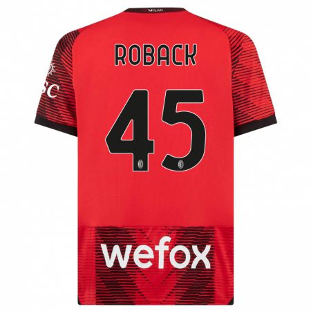 Kandiny Férfi Emil Roback #45 Piros Fekete Hazai Jersey 2023/24 Mez Póló Ing