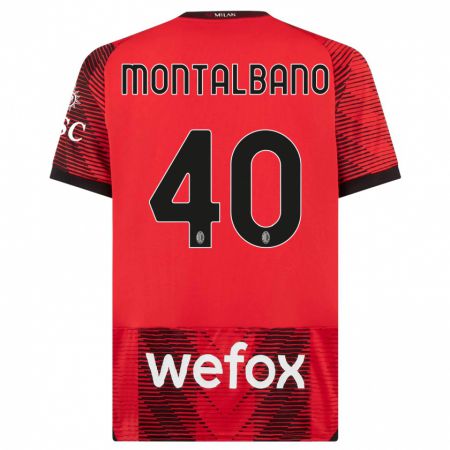 Kandiny Férfi Nicolo Montalbano #40 Piros Fekete Hazai Jersey 2023/24 Mez Póló Ing