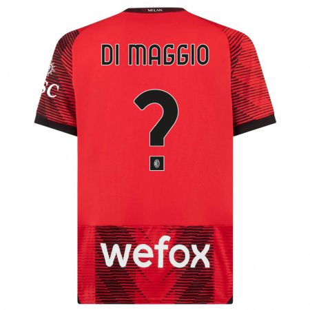 Kandiny Férfi Simone Di Maggio #0 Piros Fekete Hazai Jersey 2023/24 Mez Póló Ing