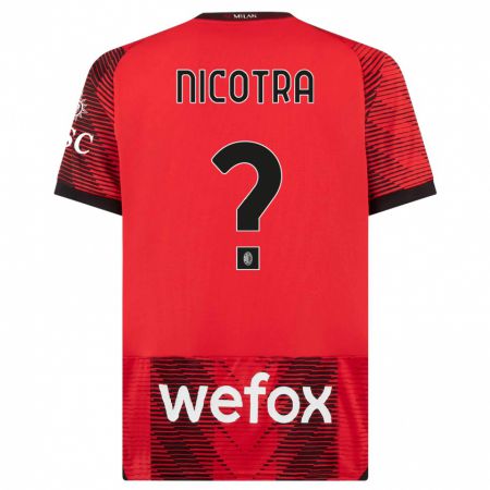 Kandiny Férfi Riccardo Nicotra #0 Piros Fekete Hazai Jersey 2023/24 Mez Póló Ing
