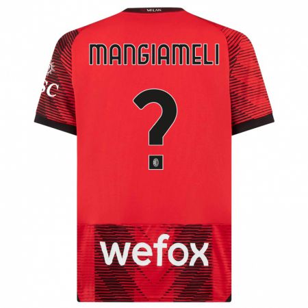 Kandiny Férfi Federico Mangiameli #0 Piros Fekete Hazai Jersey 2023/24 Mez Póló Ing
