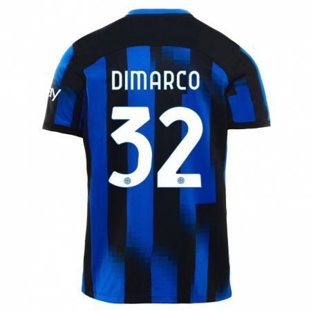 Kandiny Férfi Federico Dimarco #32 Fekete Kék Hazai Jersey 2023/24 Mez Póló Ing