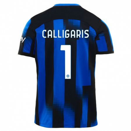 Kandiny Férfi Alessandro Calligaris #1 Fekete Kék Hazai Jersey 2023/24 Mez Póló Ing