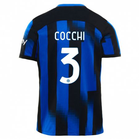 Kandiny Férfi Matteo Cocchi #3 Fekete Kék Hazai Jersey 2023/24 Mez Póló Ing