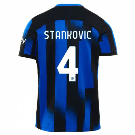 Kandiny Férfi Aleksandar Stankovic #4 Fekete Kék Hazai Jersey 2023/24 Mez Póló Ing