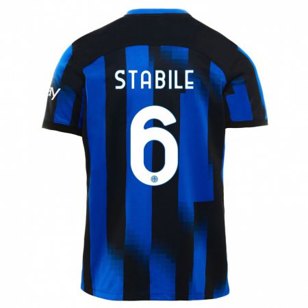 Kandiny Férfi Giacomo Stabile #6 Fekete Kék Hazai Jersey 2023/24 Mez Póló Ing