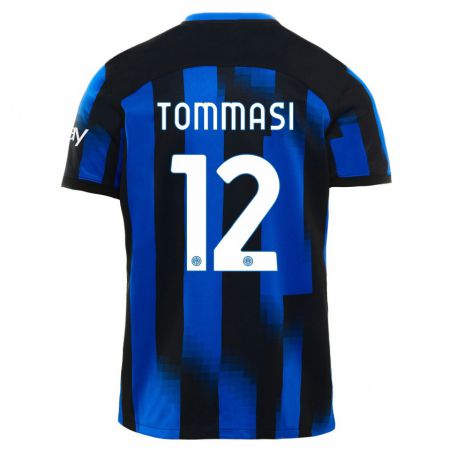 Kandiny Férfi Francesco Tommasi #12 Fekete Kék Hazai Jersey 2023/24 Mez Póló Ing
