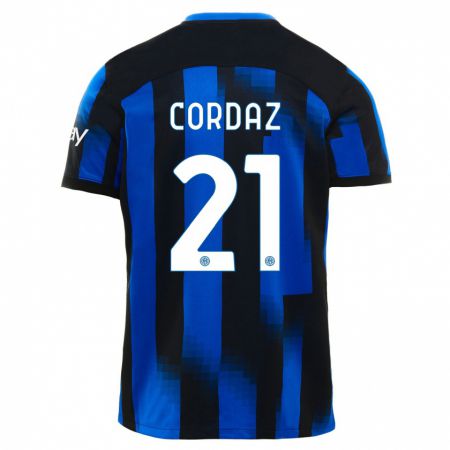 Kandiny Férfi Alex Cordaz #21 Fekete Kék Hazai Jersey 2023/24 Mez Póló Ing