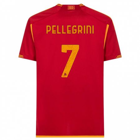Kandiny Férfi Lorenzo Pellegrini #7 Piros Hazai Jersey 2023/24 Mez Póló Ing