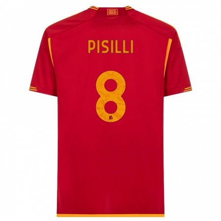 Kandiny Férfi Niccolò Pisilli #8 Piros Hazai Jersey 2023/24 Mez Póló Ing