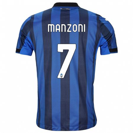 Kandiny Férfi Alberto Manzoni #7 Fekete Kék Hazai Jersey 2023/24 Mez Póló Ing