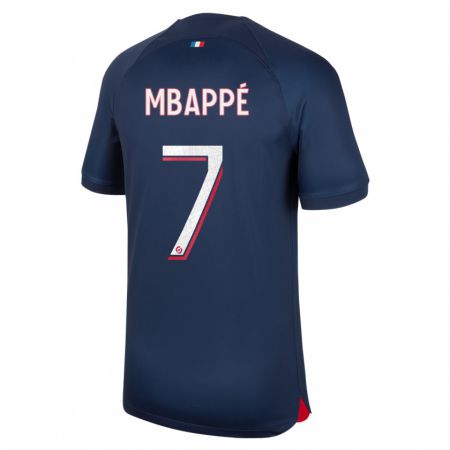 Kandiny Férfi Kylian Mbappé #7 Kék Piros Hazai Jersey 2023/24 Mez Póló Ing