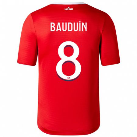 Kandiny Férfi Justine Bauduin #8 Piros Hazai Jersey 2023/24 Mez Póló Ing