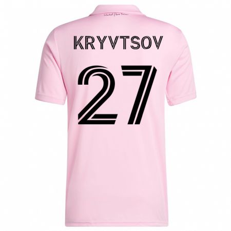 Kandiny Férfi Sergiy Kryvtsov #27 Rózsaszín Hazai Jersey 2023/24 Mez Póló Ing