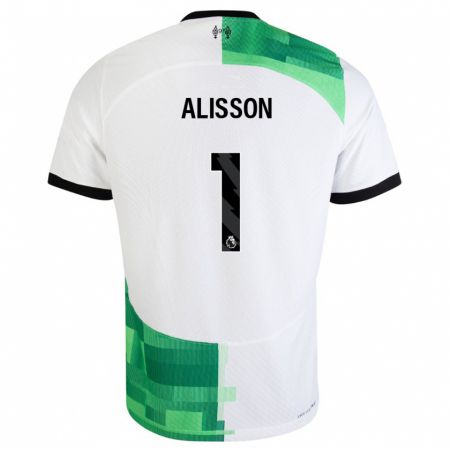 Kandiny Férfi Alisson #1 Fehér Zöld Idegenbeli Jersey 2023/24 Mez Póló Ing