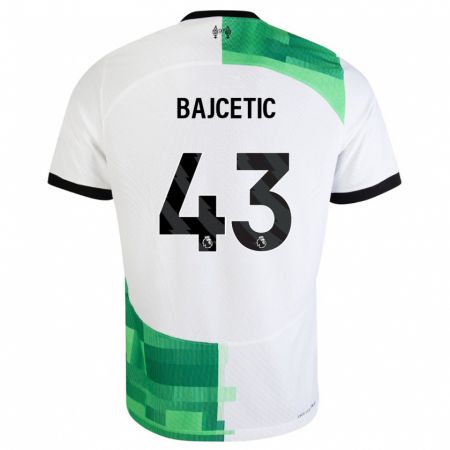Kandiny Férfi Stefan Bajcetic #43 Fehér Zöld Idegenbeli Jersey 2023/24 Mez Póló Ing