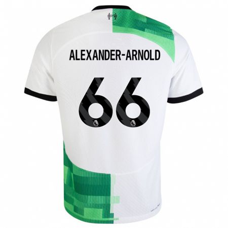 Kandiny Férfi Trent Alexander-Arnold #66 Fehér Zöld Idegenbeli Jersey 2023/24 Mez Póló Ing