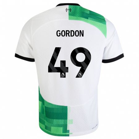 Kandiny Férfi Kaide Gordon #49 Fehér Zöld Idegenbeli Jersey 2023/24 Mez Póló Ing