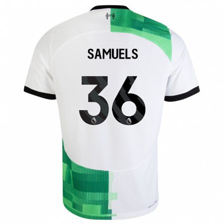 Kandiny Férfi Kerron Samuels #36 Fehér Zöld Idegenbeli Jersey 2023/24 Mez Póló Ing