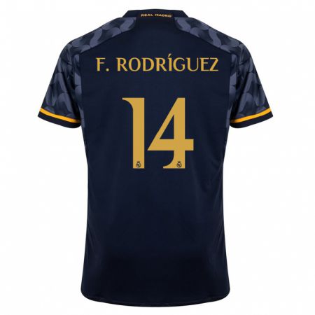 Kandiny Férfi Fer Rodríguez #14 Sötétkék Idegenbeli Jersey 2023/24 Mez Póló Ing