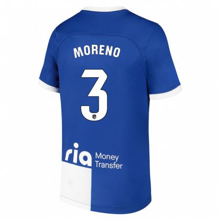 Kandiny Férfi Marco Moreno #3 Kék Fehér Idegenbeli Jersey 2023/24 Mez Póló Ing