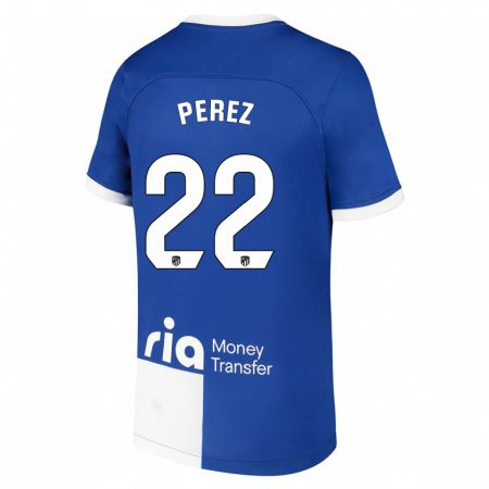 Kandiny Férfi Pablo Pérez #22 Kék Fehér Idegenbeli Jersey 2023/24 Mez Póló Ing