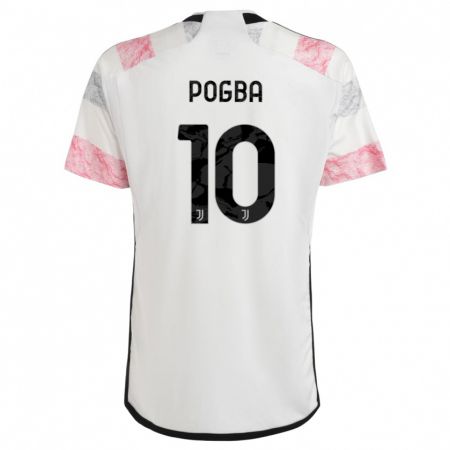 Kandiny Férfi Paul Pogba #10 Fehér Rózsaszín Idegenbeli Jersey 2023/24 Mez Póló Ing