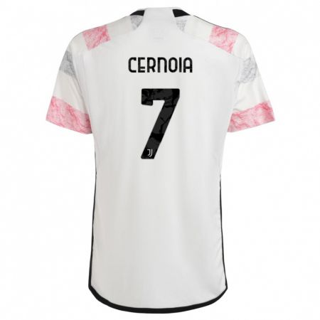Kandiny Férfi Valentina Cernoia #7 Fehér Rózsaszín Idegenbeli Jersey 2023/24 Mez Póló Ing