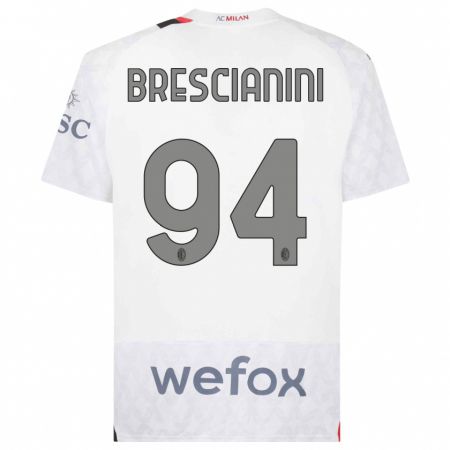 Kandiny Férfi Marco Brescianini #94 Fehér Idegenbeli Jersey 2023/24 Mez Póló Ing