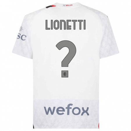 Kandiny Férfi Francesco Lionetti #0 Fehér Idegenbeli Jersey 2023/24 Mez Póló Ing