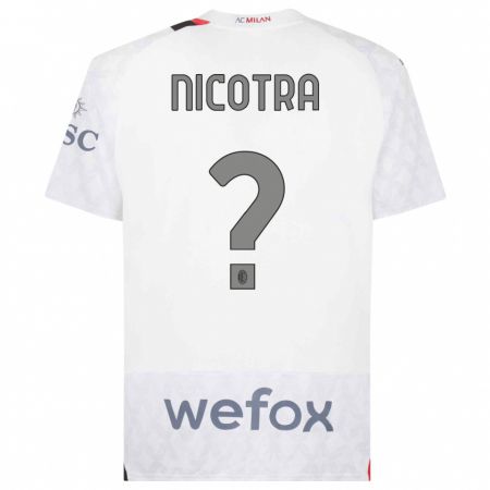 Kandiny Férfi Riccardo Nicotra #0 Fehér Idegenbeli Jersey 2023/24 Mez Póló Ing