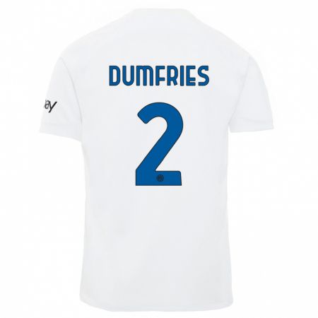 Kandiny Férfi Denzel Dumfries #2 Fehér Idegenbeli Jersey 2023/24 Mez Póló Ing