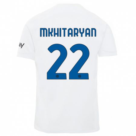 Kandiny Férfi Henrikh Mkhitaryan #22 Fehér Idegenbeli Jersey 2023/24 Mez Póló Ing