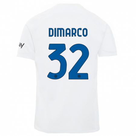 Kandiny Férfi Federico Dimarco #32 Fehér Idegenbeli Jersey 2023/24 Mez Póló Ing