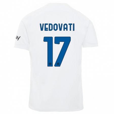 Kandiny Férfi Gabriele Vedovati #17 Fehér Idegenbeli Jersey 2023/24 Mez Póló Ing
