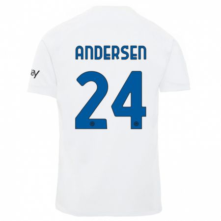 Kandiny Férfi Silas Andersen #24 Fehér Idegenbeli Jersey 2023/24 Mez Póló Ing