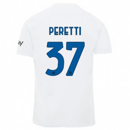 Kandiny Férfi Lorenzo Peretti #37 Fehér Idegenbeli Jersey 2023/24 Mez Póló Ing