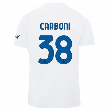 Kandiny Férfi Valentin Carboni #38 Fehér Idegenbeli Jersey 2023/24 Mez Póló Ing
