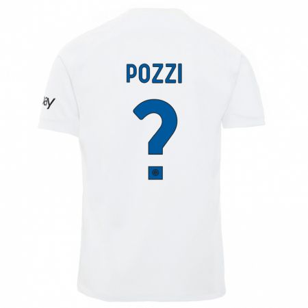 Kandiny Férfi Andrea Pozzi #0 Fehér Idegenbeli Jersey 2023/24 Mez Póló Ing