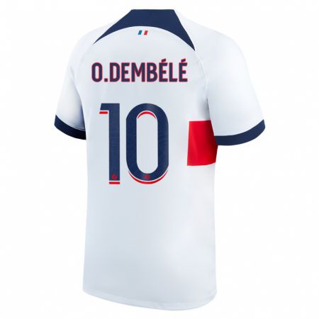 Kandiny Férfi Ousmane Dembélé #10 Fehér Idegenbeli Jersey 2023/24 Mez Póló Ing