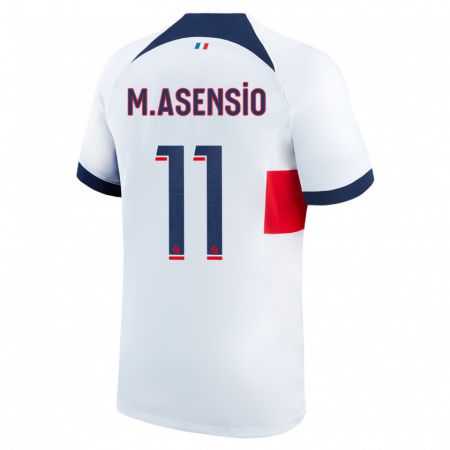 Kandiny Férfi Marco Asensio #11 Fehér Idegenbeli Jersey 2023/24 Mez Póló Ing