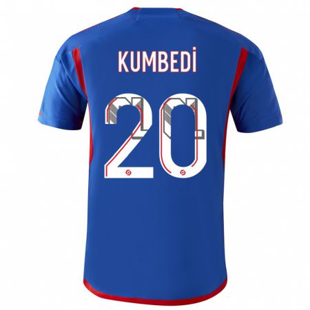 Kandiny Férfi Saël Kumbedi #20 Kék Piros Idegenbeli Jersey 2023/24 Mez Póló Ing