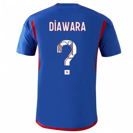 Kandiny Férfi Tidiane Diawara #0 Kék Piros Idegenbeli Jersey 2023/24 Mez Póló Ing