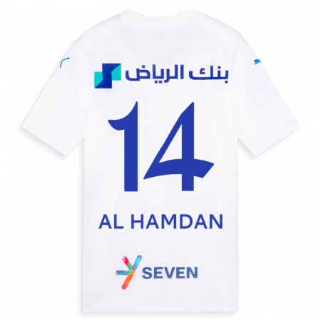 Kandiny Férfi Abdullah Al-Hamdan #14 Fehér Idegenbeli Jersey 2023/24 Mez Póló Ing