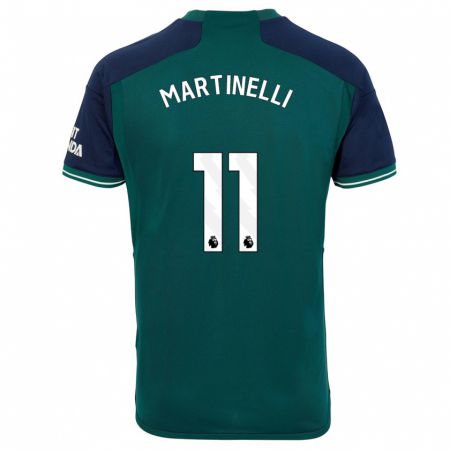 Kandiny Férfi Gabriel Martinelli #11 Zöld Harmadik Számú Jersey 2023/24 Mez Póló Ing
