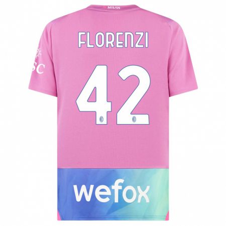 Kandiny Férfi Alessandro Florenzi #42 Pink Lila Harmadik Számú Jersey 2023/24 Mez Póló Ing