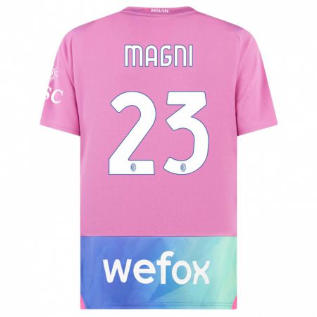 Kandiny Férfi Vittorio Magni #23 Pink Lila Harmadik Számú Jersey 2023/24 Mez Póló Ing